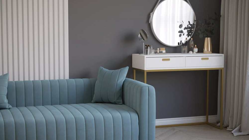 Консоль Дрим К02 ясень браш белый/золото (KL) | Интернет магазин Масса Мебель