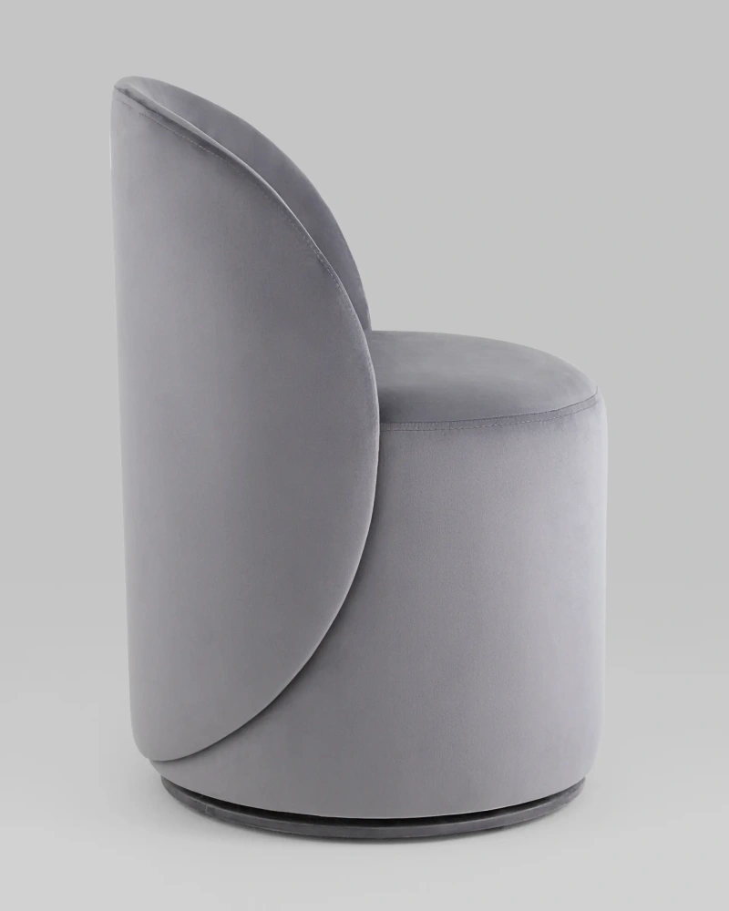 Пуф вращающийся со спинкой Loreen велюр серый (SG) - интернет магазин Масса Мебель