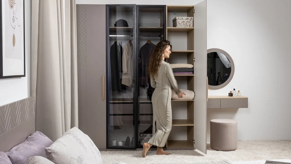 Шкаф-пенал Амьен 16.309.01 Плэйн/Веллюто Капучино (Mob) | Интернет магазин Масса Мебель