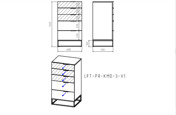 Комод высокий 1.1 Loft Art (MM) Выставочный образец 