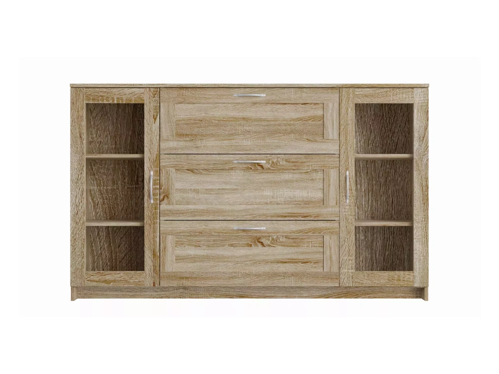 Тумба Сириус 2 двери со стеклом и 3 ящика 156х95 дуб сонома (GL) | Интернет магазин Масса Мебель