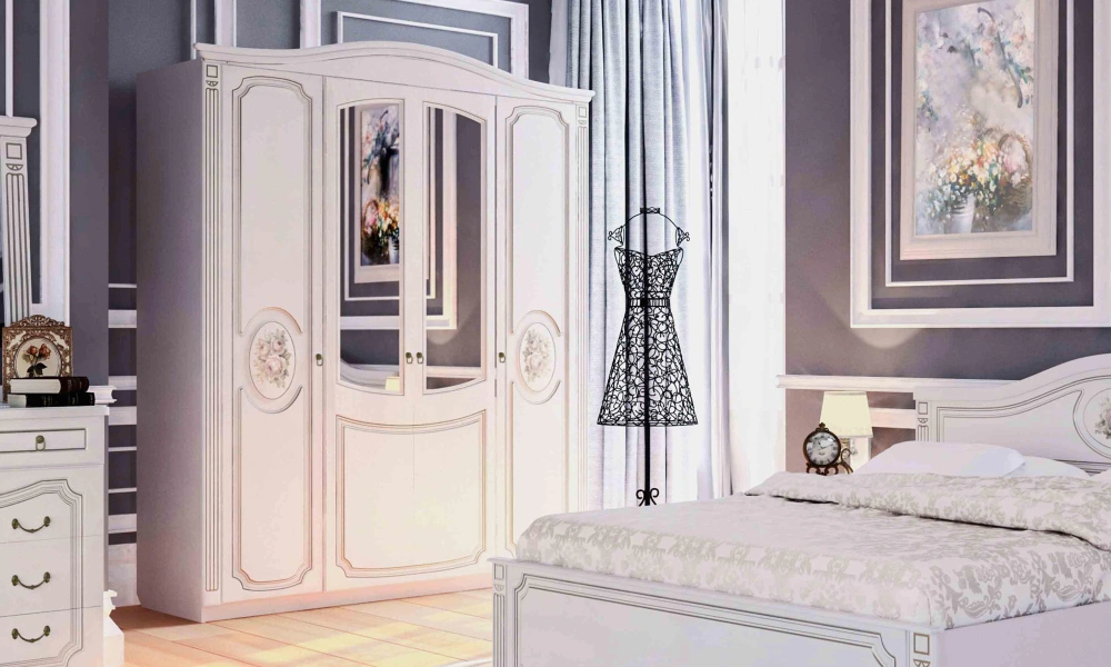 Шкаф четырехстворчатый с зеркалом Верона (MEBG) | Интернет магазин Масса Мебель