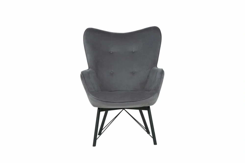 Кресло Манго серый велюр, ножки металл GT, ВЫСТАВОЧНЫЙ ОБРАЗЕЦ - интернет магазин Масса Мебель