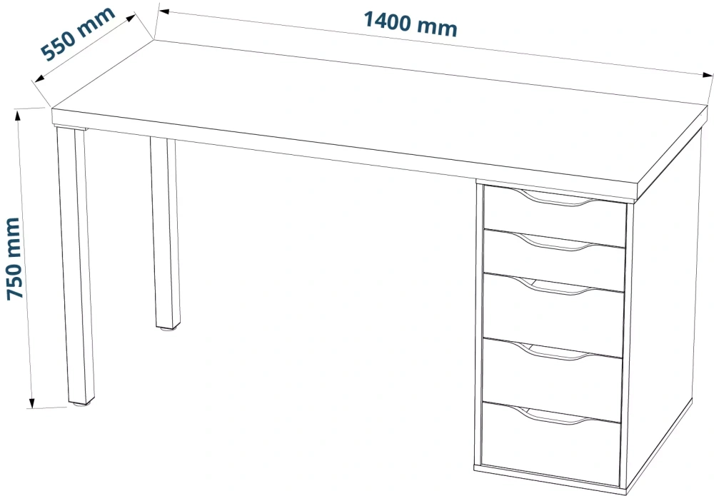Cтол письменный Ингар 2/5Т стол 140x75 белый (GL) - интернет магазин Масса Мебель