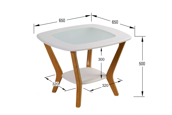 Стол журнальный Мельбурн белый/дуб светлый (KL) 