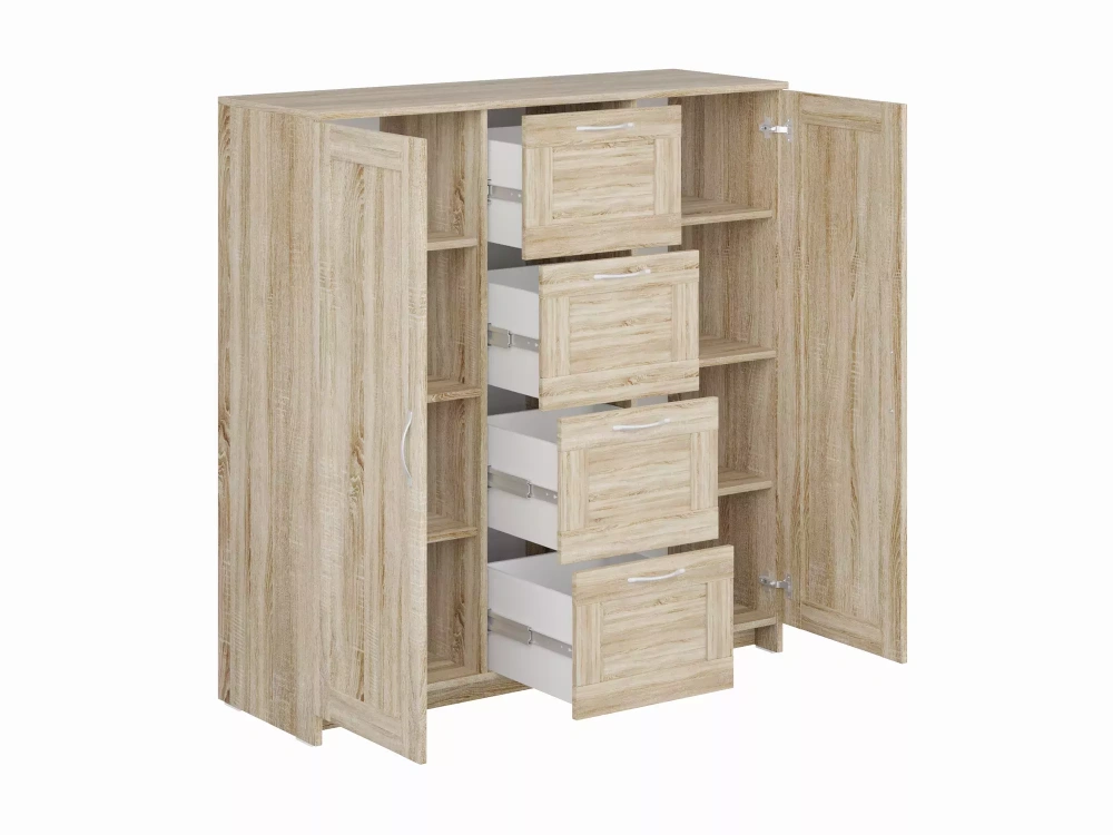 Тумба Сириус 2 двери и 4 ящика 117х123 дуб сонома (GL) | Интернет магазин Масса Мебель