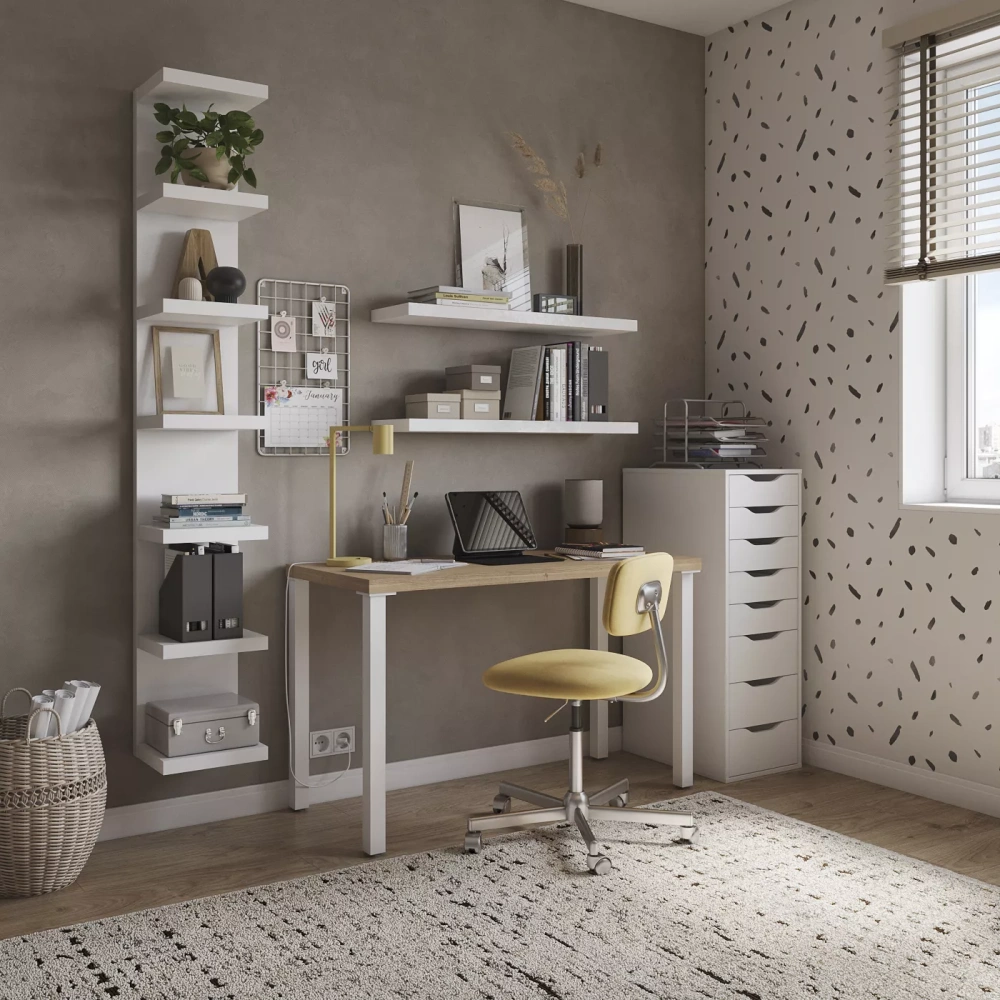 Cтол письменный Ингар 1/ТТ стол 120x75 белый/дуб беленый (GL) | Интернет магазин Масса Мебель