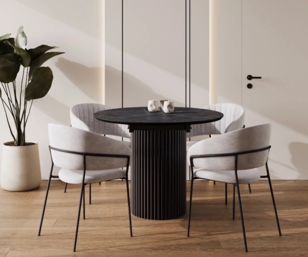 Стол обеденный раскладной Рафаэль (Черный матовый ) Стол обеденный раскладной Рафаэль (Черный матовый )