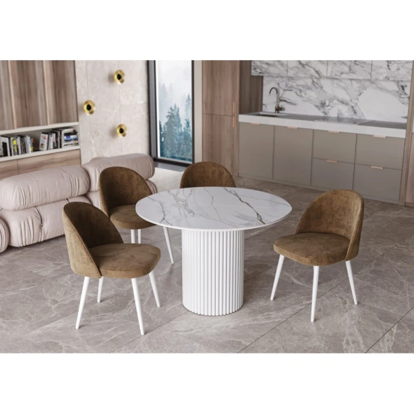 Стол обеденный раскладной Рафаэль (Белый матовый)