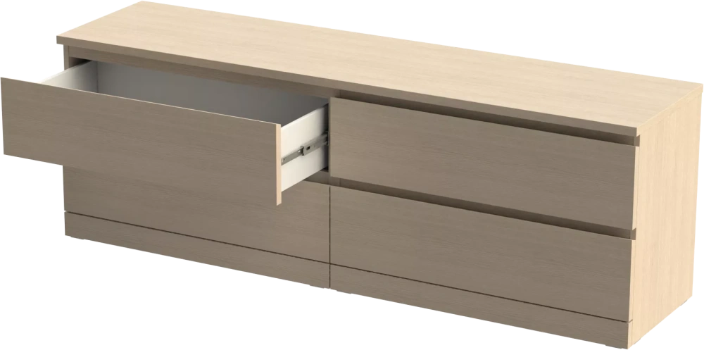 Комод Варма 4 ящика шпон дуб беленый 160х54 (GL) | Интернет магазин Масса Мебель