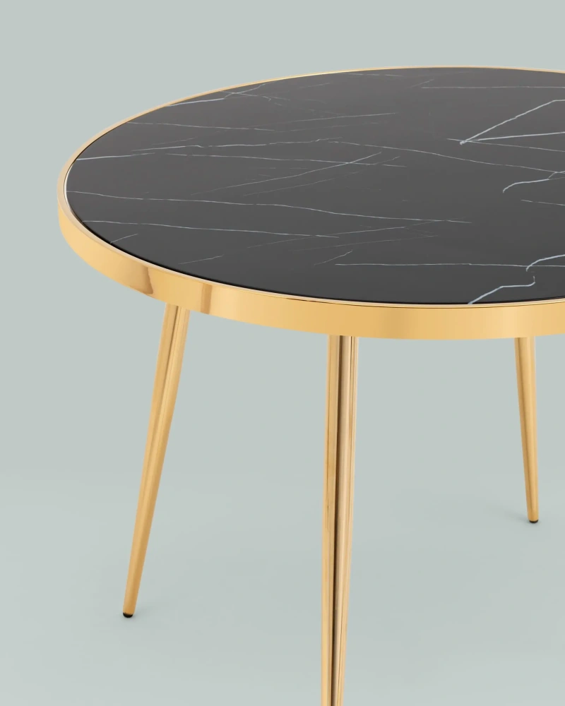 Стол обеденный Гелиос 1000*1000 стекло черный мрамор (SG) | Интернет магазин Масса Мебель