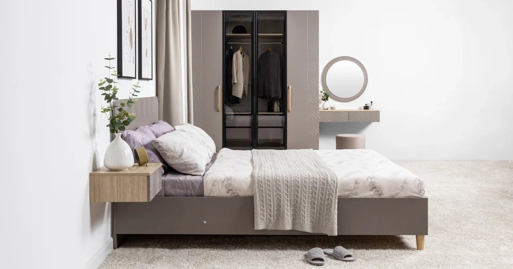 Кровать двуспальная 160х200 Амьен 11.44 с подъемным механизмом Плэйн/Веллюто Капучино (Mob) | Интернет магазин Масса Мебель