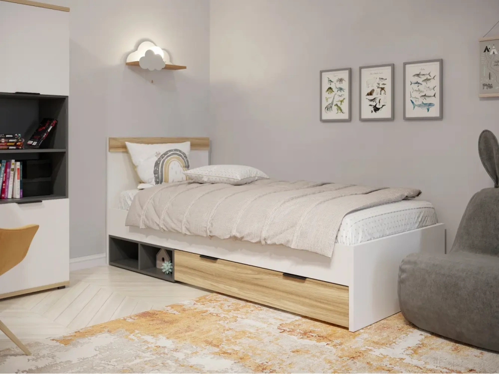 Кровать односпальная СкайЛайт с ящиком 90х200 (COM) - интернет магазин Масса Мебель