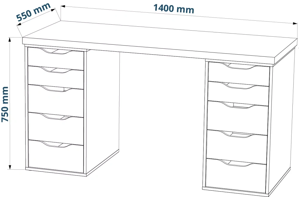 Cтол письменный Ингар Ингар 2/55 140x75 белый (GL) | Интернет магазин Масса Мебель