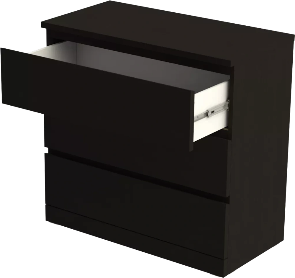 Комод Варма 3 ящика шпон ясень черный 80х78 (GL) | Интернет магазин Масса Мебель