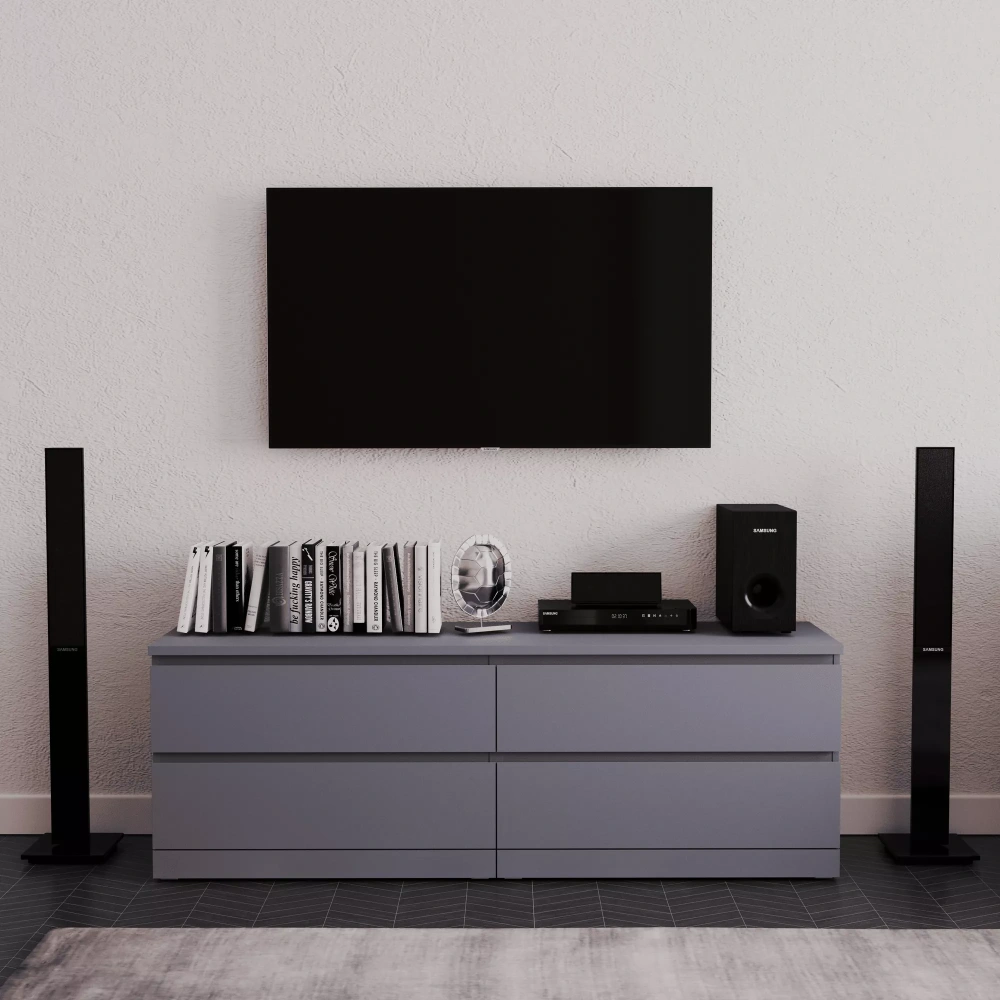 Комод Варма 4 ящика серый 160х54 (GL) | Интернет магазин Масса Мебель