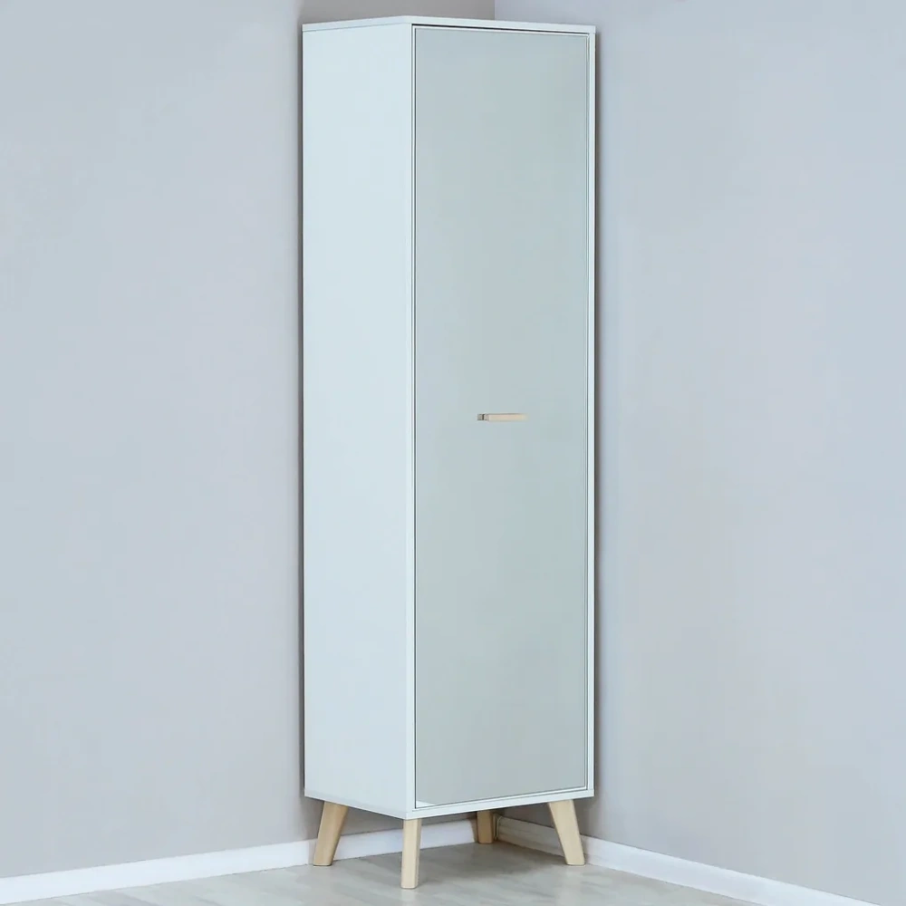 Шкаф с зеркалом Скандик 500х400х1850 (Белый) (EL) | Интернет магазин Масса Мебель