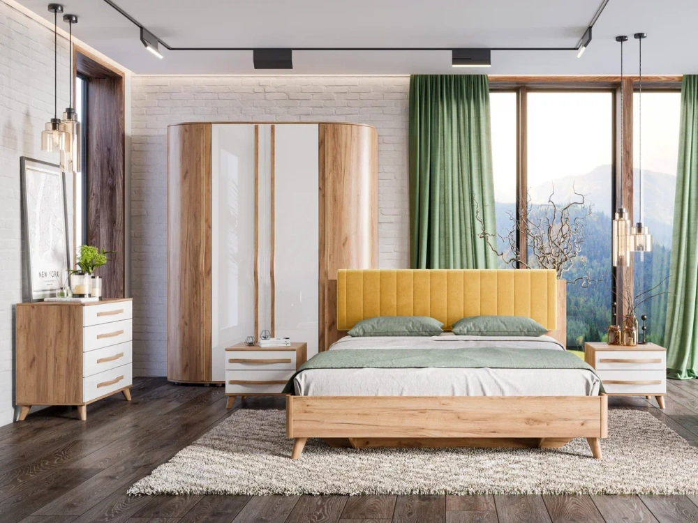 Модульная спальня Марта-2 композиция №1 (Дуб Золотой/Белый) ЛД - интернет магазин Масса Мебель