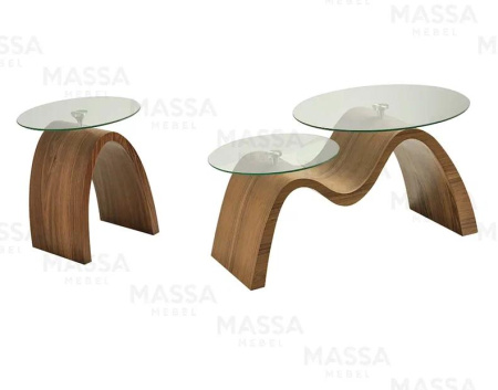 Комплект кофейных столиков Larex 649/630 мдф, стекло (2 шт. в комплекте) Турция