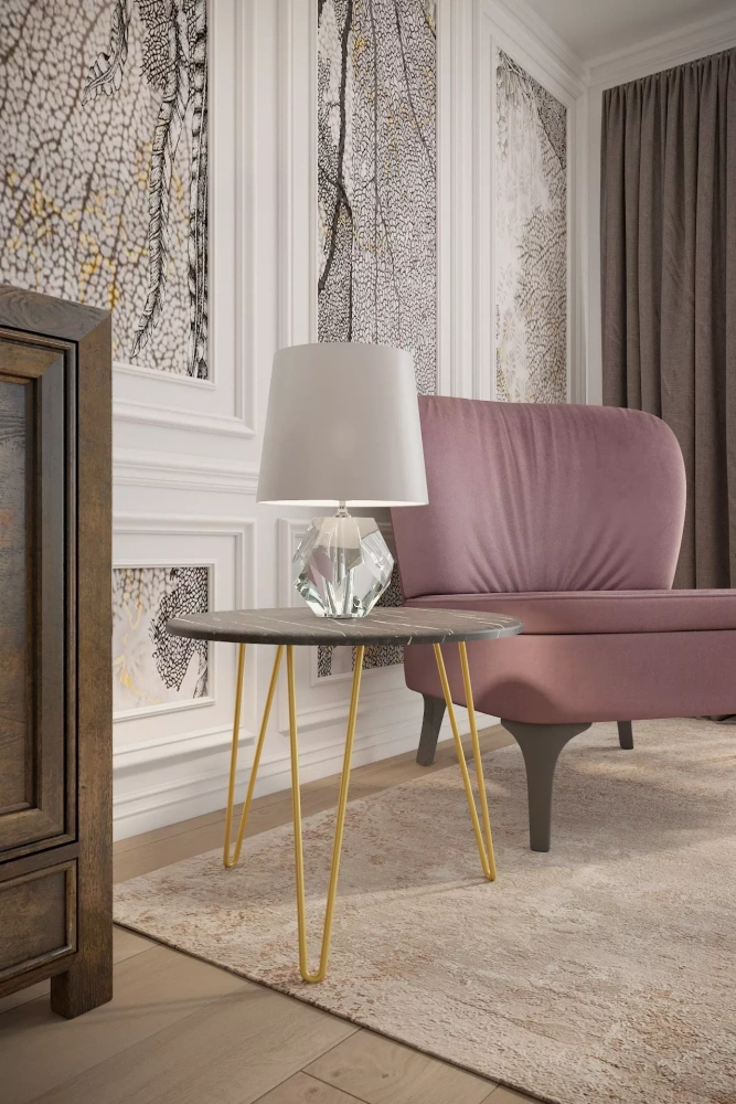 Стол журнальный Рид Голд 430 черный мрамор (KL) | Интернет магазин Масса Мебель