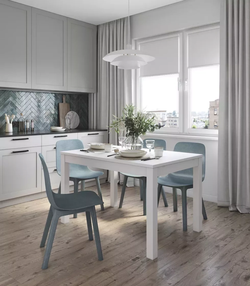 Стол раздвижной ВАРДИГ М обеденный 120(180)x74x80 белый (GL) | Интернет магазин Масса Мебель