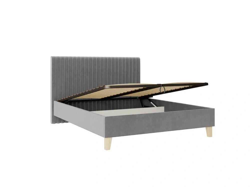 Кровать мягкая двуспальная Бари 160 х200 с подъёмным механизмом (Neo 25 Серый/Велюр) ЛД - интернет магазин Масса Мебель