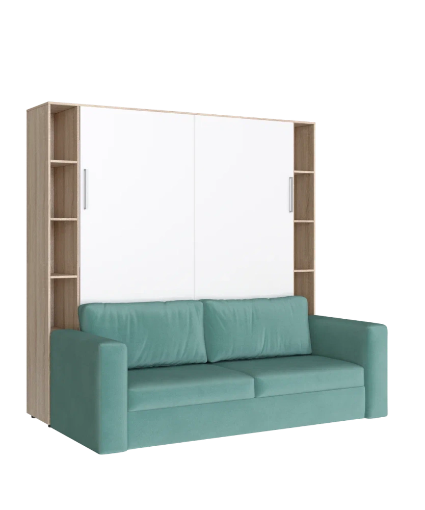 Встроенная кровать-трансформер с диваном дуб сонома / белый Встроенная кровать-трансформер с диваном дуб сонома / белый | Интернет магазин Масса Мебель