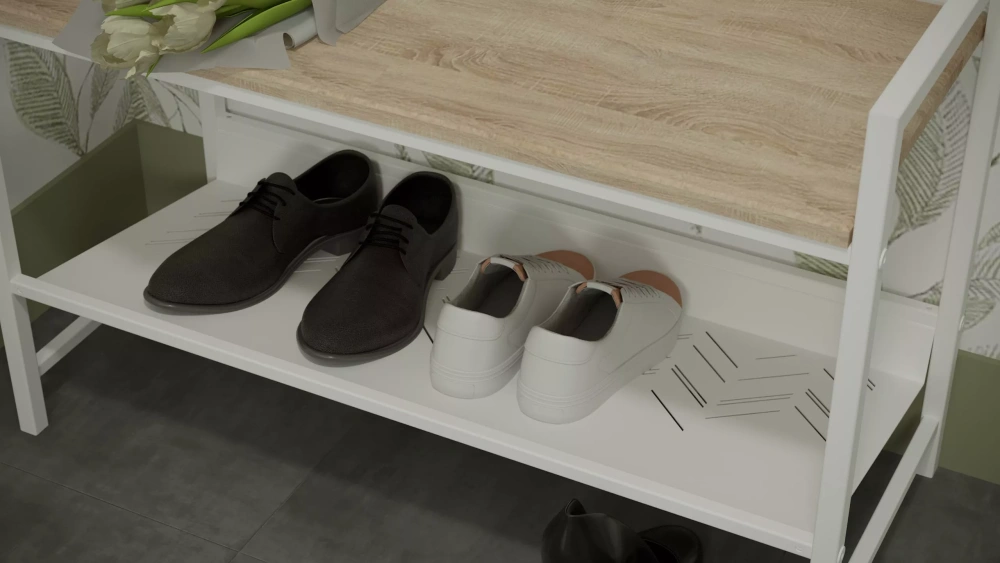 Скамья для прихожей "Хигс СКП01" МДФ дуб санремо/белый (KL) - интернет магазин Масса Мебель