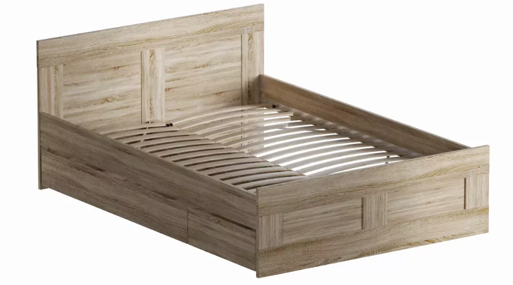 Кровать двуспальная Сириус 140х200 сонома (GL) | Интернет магазин Масса Мебель