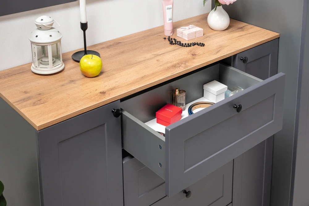 Комплект мебели в прихожую Остин №2 Серый Графит/ Дуб Золотой (Mob) - интернет магазин Масса Мебель