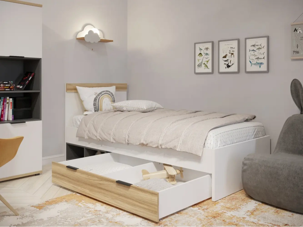 Кровать односпальная СкайЛайт с ящиком 90х200 (COM) - интернет магазин Масса Мебель