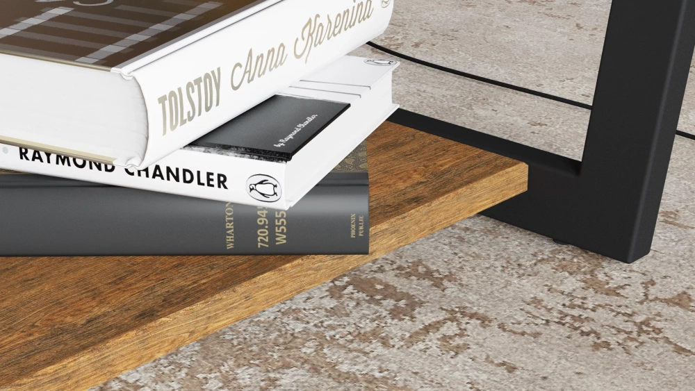 Стол журнальный Трисс дуб американский/черная лакобель (KL) - интернет магазин Масса Мебель