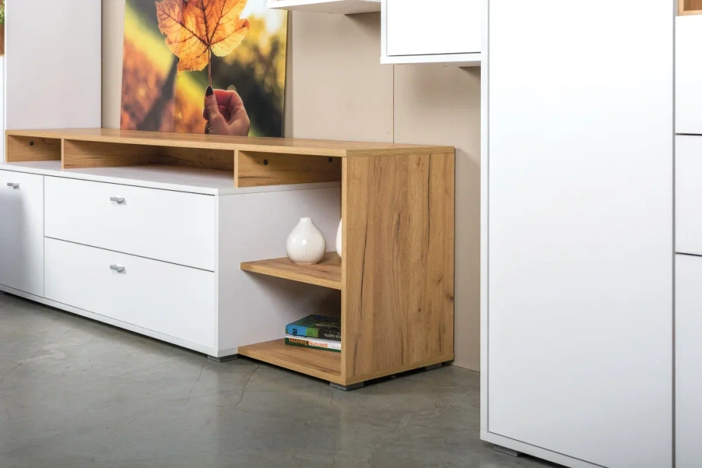 Комплект мебели в гостиную Бэль №2  Дуб Крафт золотой/Белый премиум (Mob) | Интернет магазин Масса Мебель