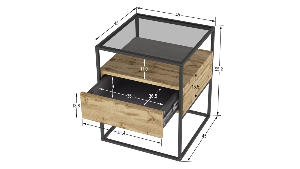 Прикроватная тумба "Эйден" дуб вотан (KL) - интернет магазин Масса Мебель