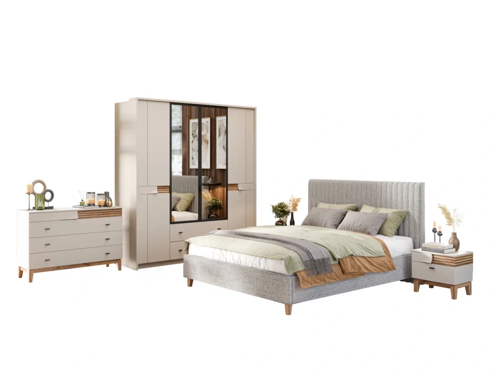 Модульная спальня Нильс (Кашемир/Дуб Тортуга) ЛД - интернет магазин Масса Мебель