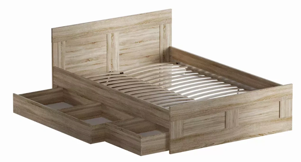 Кровать двуспальная Сириус 140х200 сонома (GL) | Интернет магазин Масса Мебель