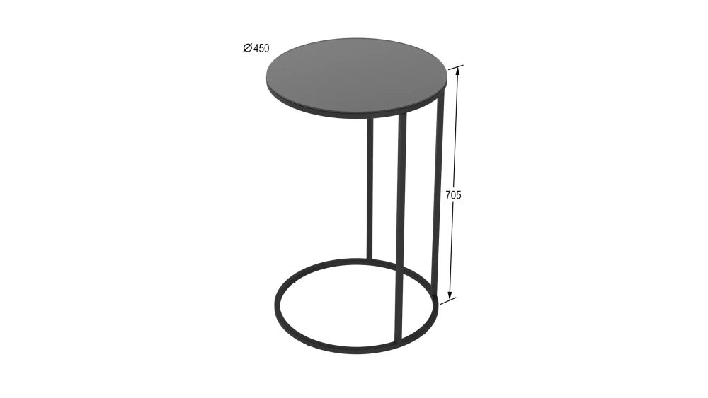 Стол придиванный Остин Glass черная лакобель/черный (KL) | Интернет магазин Масса Мебель