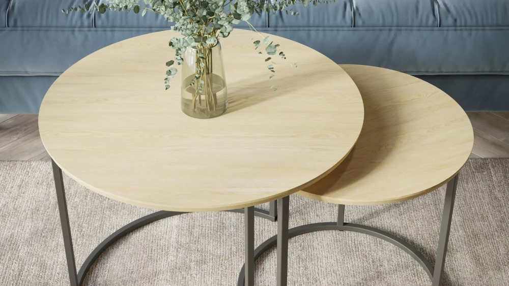 Комплект столов журнальных "Лесли" 2 шт. дуб янтарный (KL) Комплект столов журнальных "Лесли" 2 шт. дуб янтарный (KL) | Интернет магазин Масса Мебель