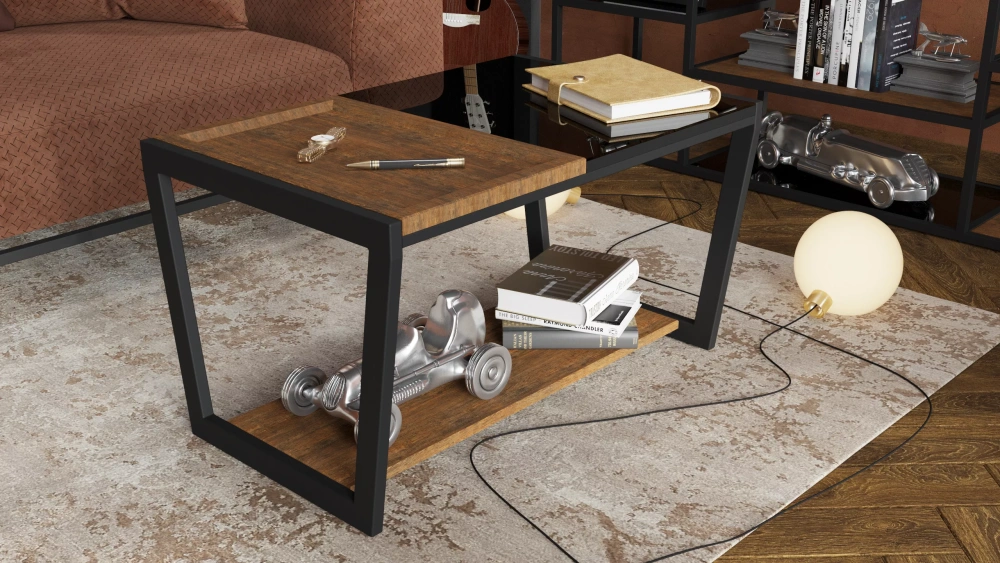 Стол журнальный Трисс дуб американский/черная лакобель (KL) - интернет магазин Масса Мебель