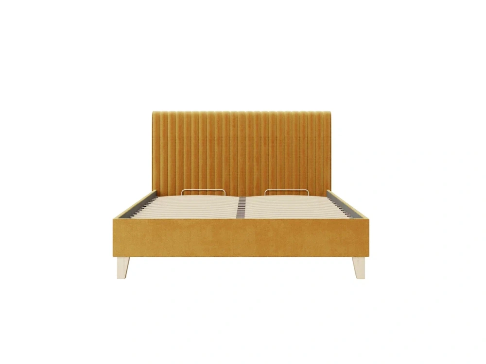 Кровать мягкая двуспальная Бари 160х200 с подъёмным механизмом (Горчичный велюр) ЛД | Интернет магазин Масса Мебель