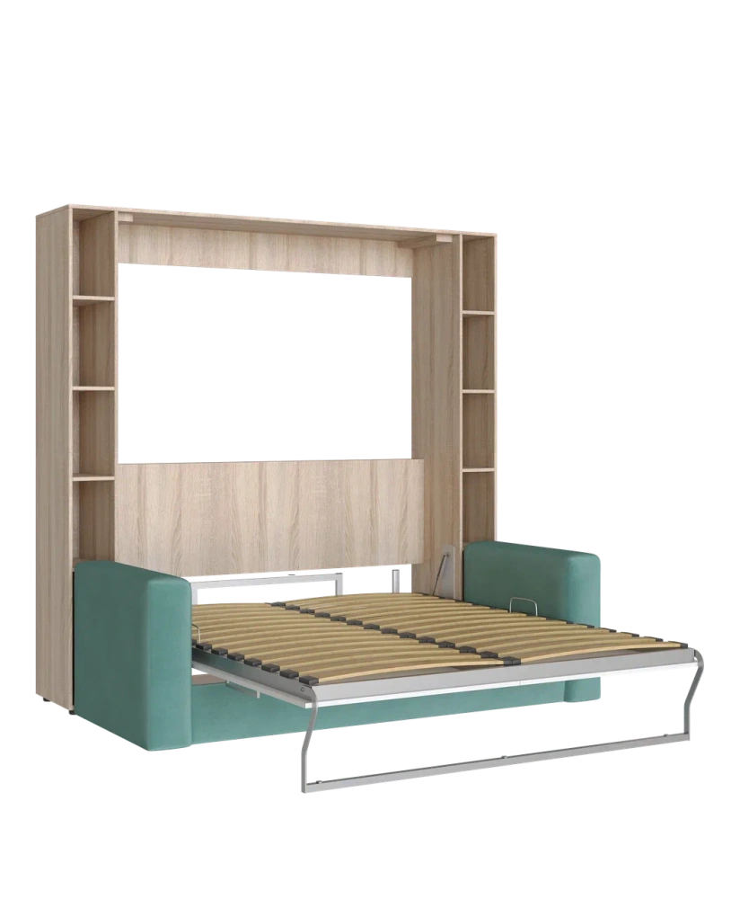 Встроенная кровать-трансформер с диваном дуб сонома / белый Встроенная кровать-трансформер с диваном дуб сонома / белый | Интернет магазин Масса Мебель