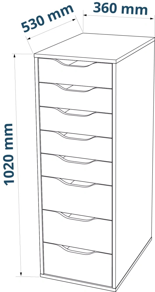 Тумба Ингар 8 ящиков 36Х102 белый (GL) | Интернет магазин Масса Мебель