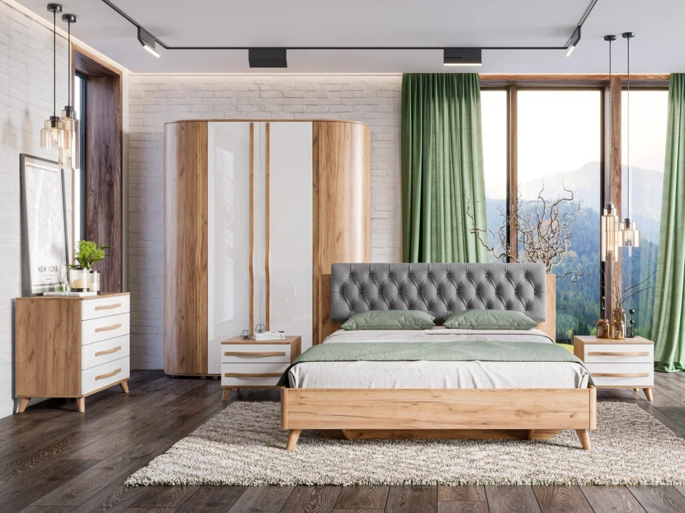 Модульная спальня Марта-2 композиция №1 (Дуб Золотой/Белый) ЛД - интернет магазин Масса Мебель