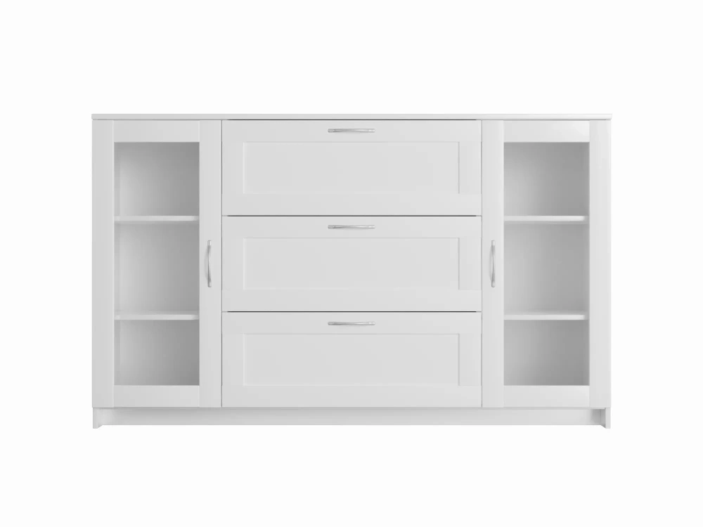 Тумба Сириус 2 двери со стеклом и 3 ящика 156х95 белый (GL) | Интернет магазин Масса Мебель