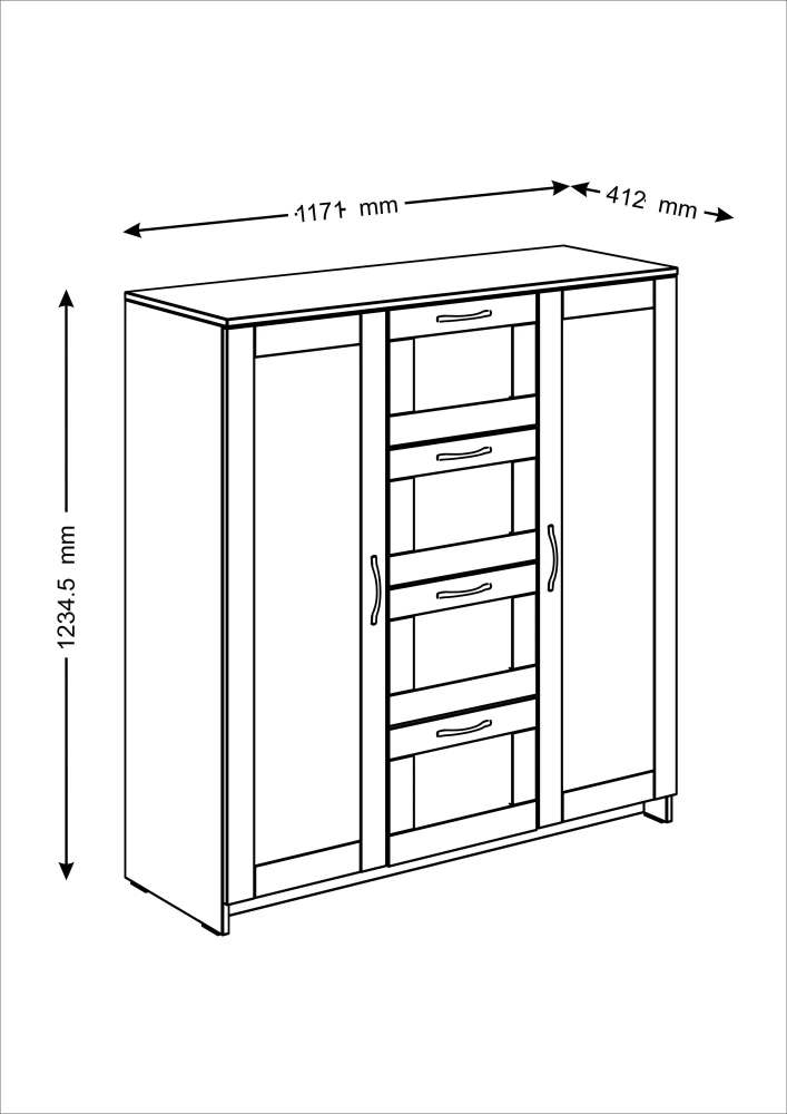 Тумба Сириус 2 двери и 4 ящика 117х123 дуб сонома (GL) | Интернет магазин Масса Мебель