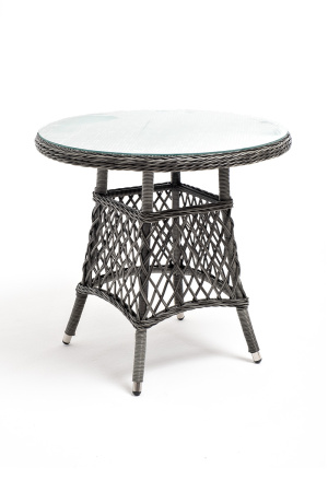 "Эспрессо" плетеный круглый стол, диаметр 80 см, цвет графит