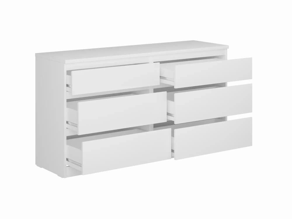 Комод Кастор 6 ящиков белый 71х129 (GL) | Интернет магазин Масса Мебель