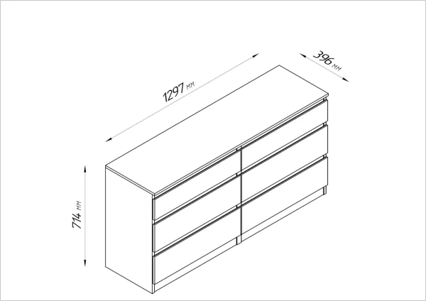 Комод Кастор 6 ящиков венге 71Х129 (GL) 