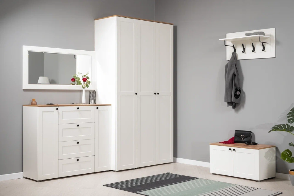 Тумба Остин 13.257 Белый шагрень/Дуб Золотой (Mob) | Интернет магазин Масса Мебель